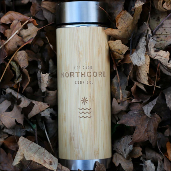 2026 Northcore Bamboo & Stainless Steel Flask With Mug 360ml NOCO97B